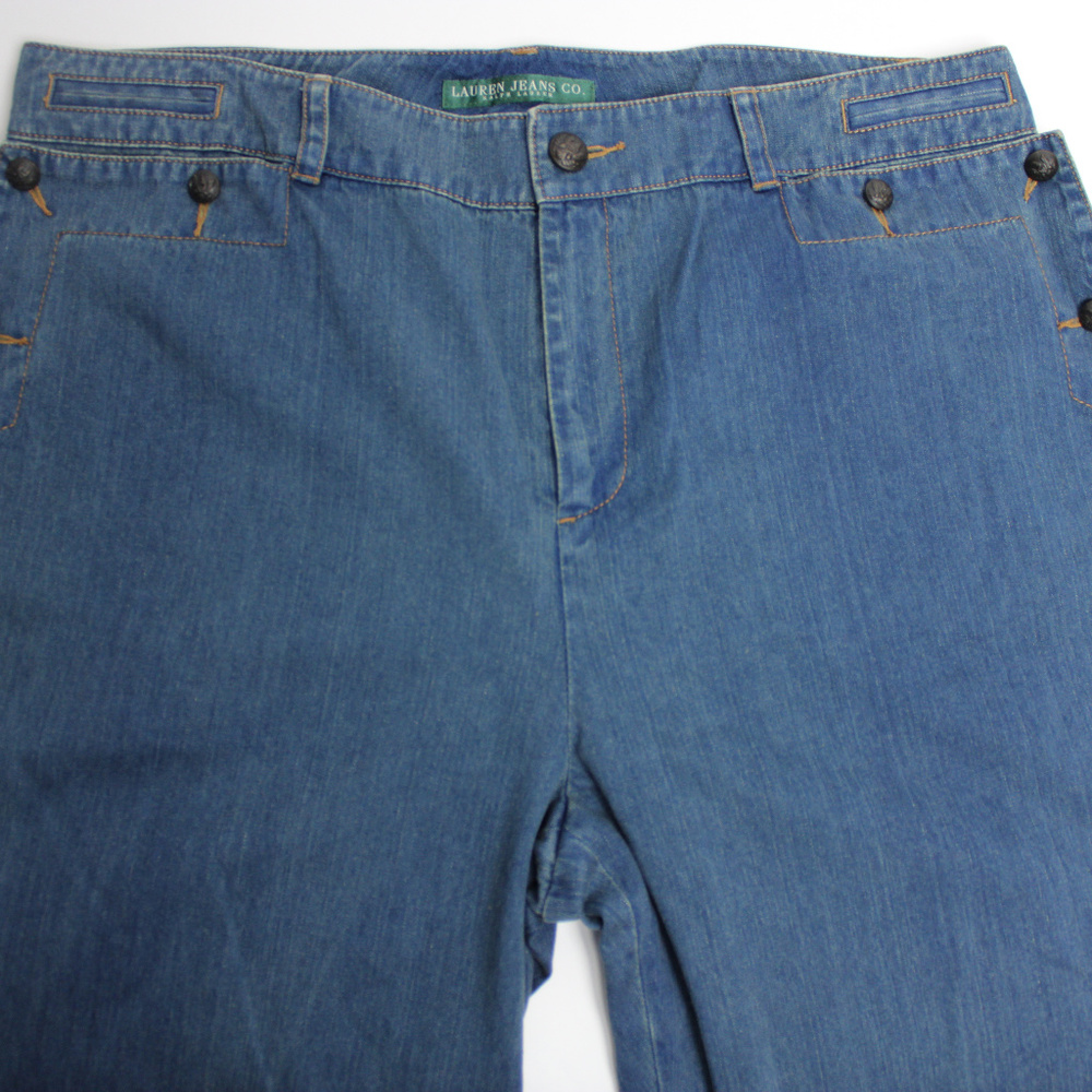 Ralph Lauren Women's Blue Mid- Rise Straight Curvy
